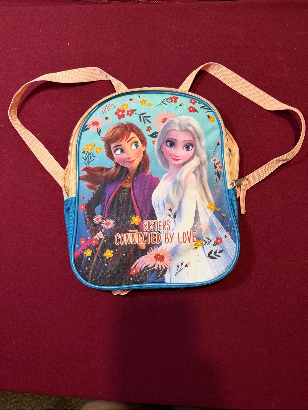 Frozen Elsa and Anna Sisters Kids mini Backpack - Blue and Peach